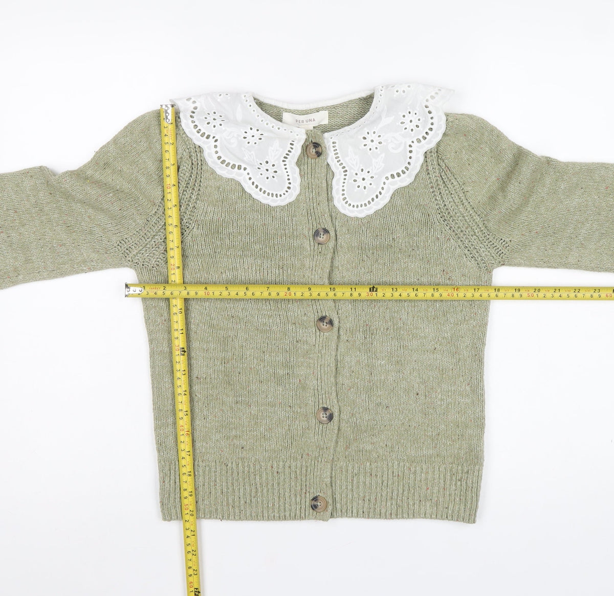 Marks & Spencer Per Una Women Green UK 8 Collared Button Cardigan Knit