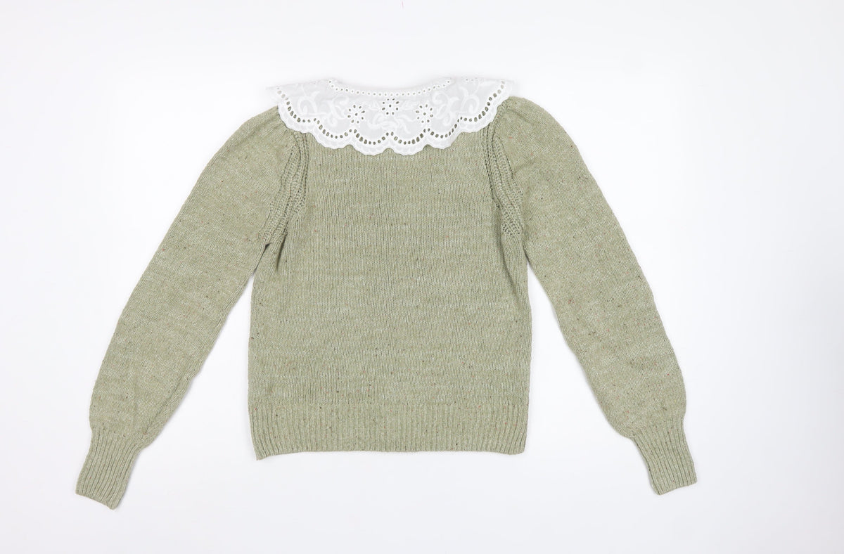 Marks & Spencer Per Una Women Green UK 8 Collared Button Cardigan Knit