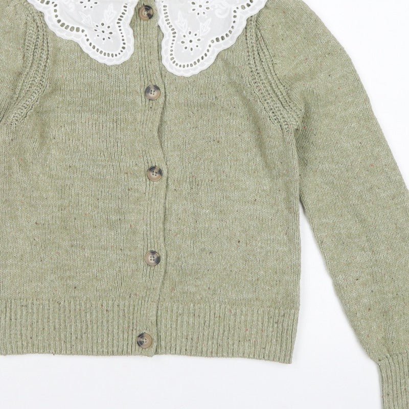 Marks & Spencer Per Una Women Green UK 8 Collared Button Cardigan Knit
