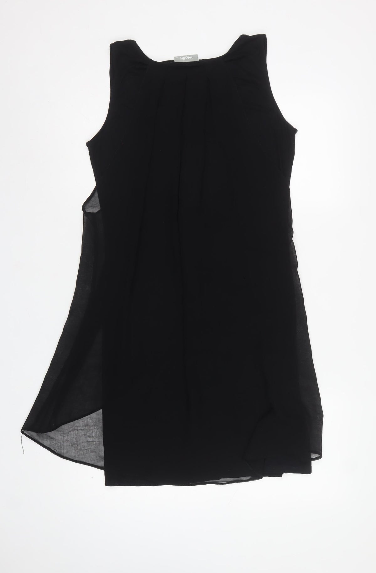 Wallis Women Black Grey Floral Sleeveless Layered Knee Dress UK 14