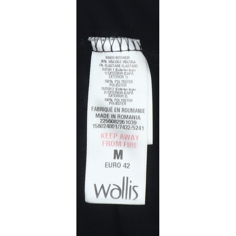 Wallis Women Black Grey Floral Sleeveless Layered Knee Dress UK 14