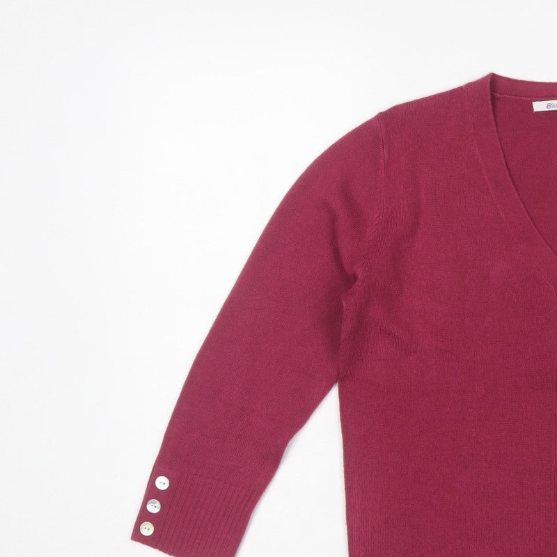 Damart Women’s Red V-Neck Button Cardigan UK 10/12 Long Sleeve Knit