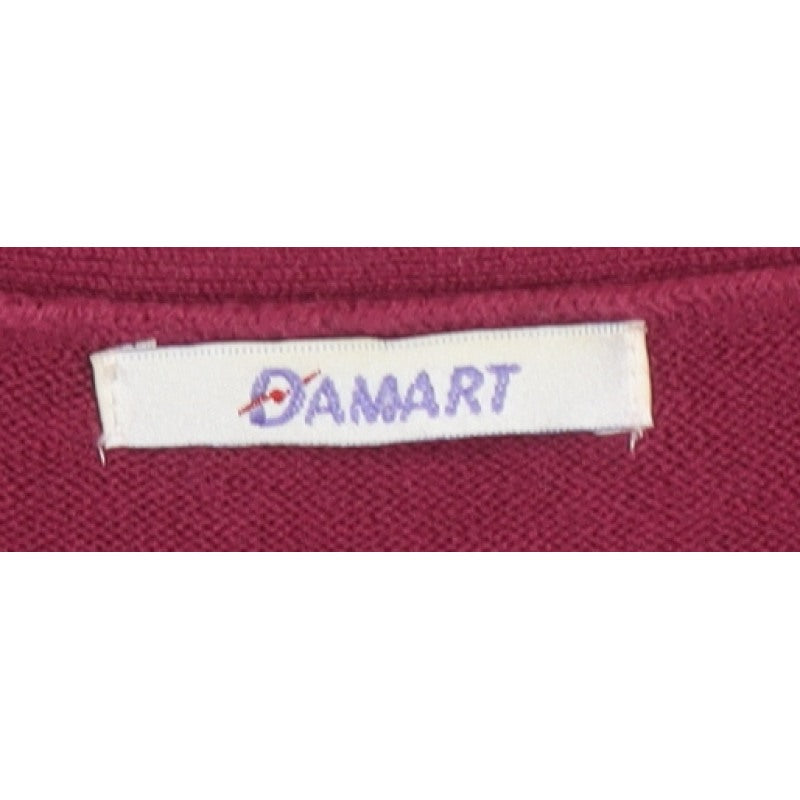 Damart Women’s Red V-Neck Button Cardigan UK 10/12 Long Sleeve Knit