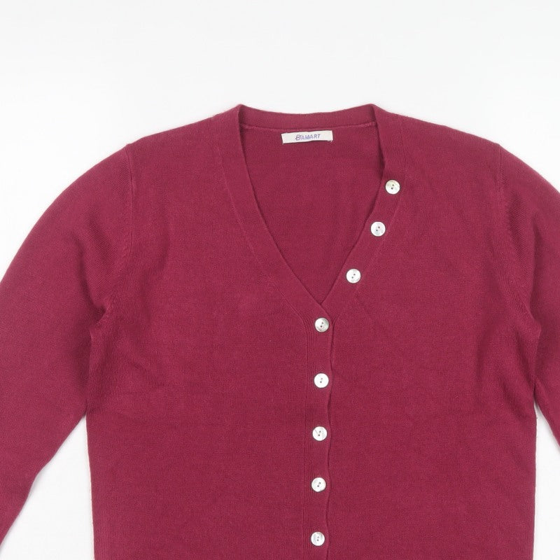 Damart Women’s Red V-Neck Button Cardigan UK 10/12 Long Sleeve Knit