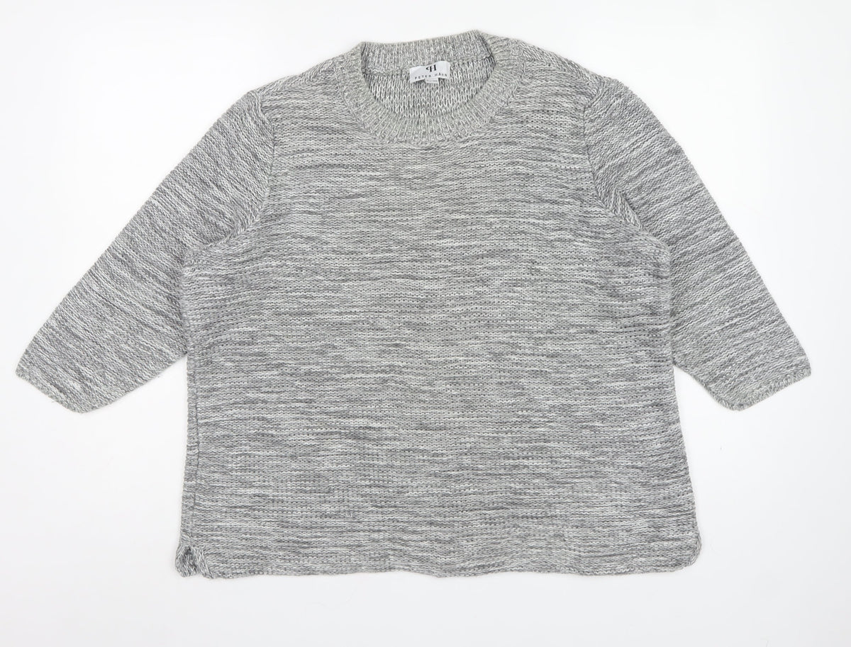 Peter Hahn Women’s Grey Cotton Chunky Knit Pullover Jumper UK 24