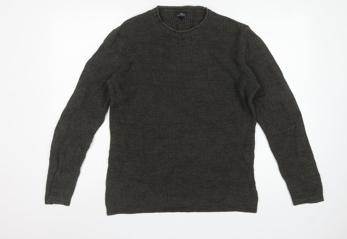 Next Men’s Green Medium Textured Knit Crew Neck Pullover Jumper