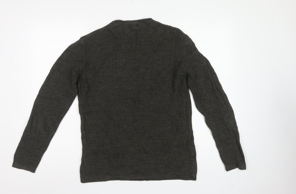 Next Men’s Green Medium Textured Knit Crew Neck Pullover Jumper