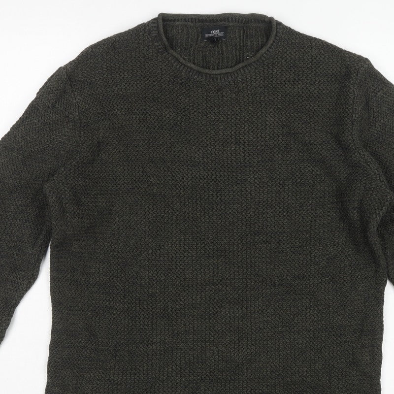 Next Men’s Green Medium Textured Knit Crew Neck Pullover Jumper