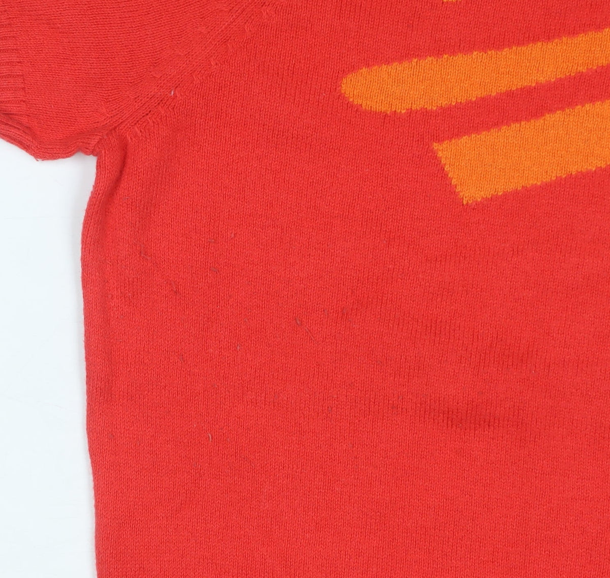 Antoni & Alison Women’s Red Orange Heart Knit Short Sleeve Jumper UK 14