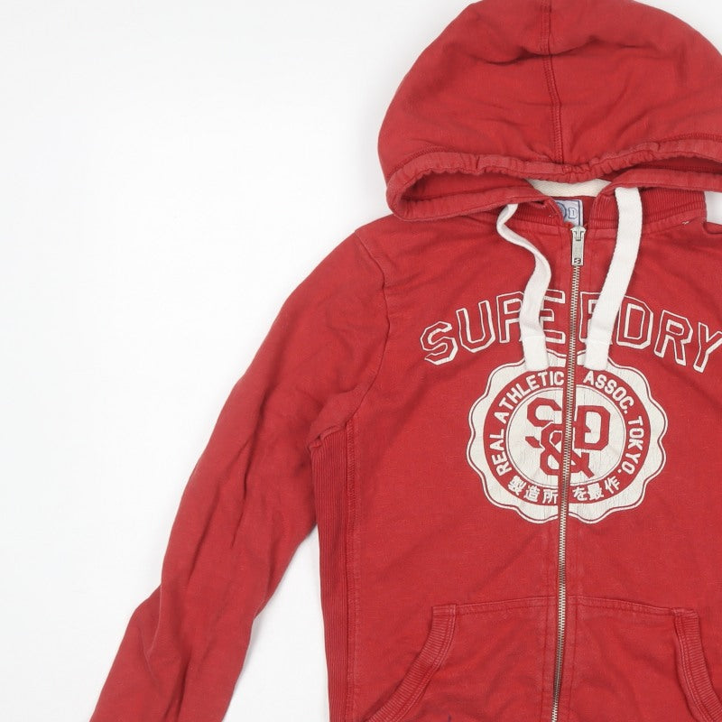 Superdry Men’s Red M Full Zip Graphic Logo Hoodie