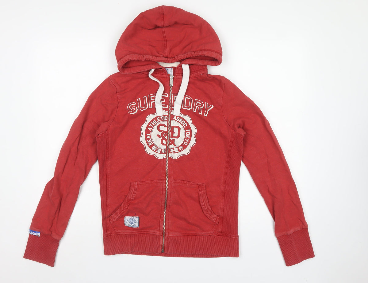 Superdry Men’s Red M Full Zip Graphic Logo Hoodie