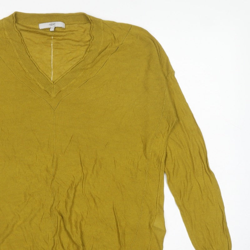 Next Women’s Yellow V-Neck Lightweight Knit Pullover Jumper UK 16