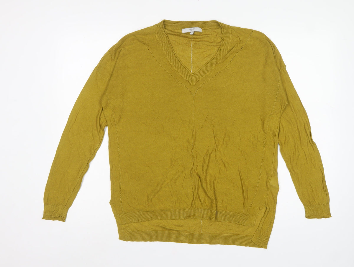 Next Women’s Yellow V-Neck Lightweight Knit Pullover Jumper UK 16