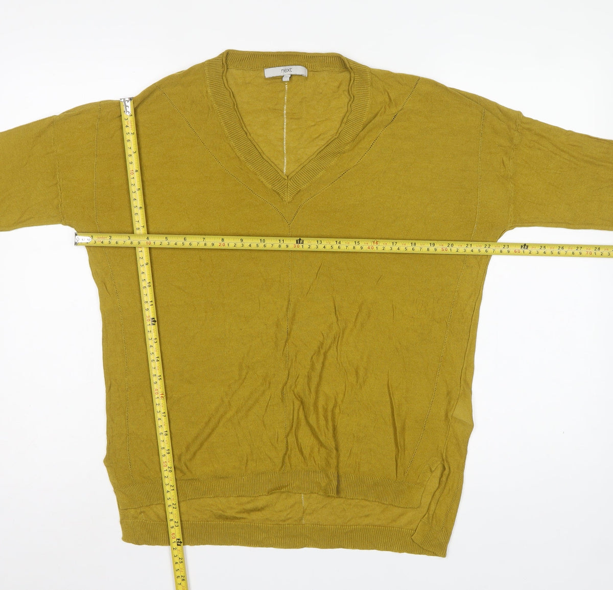 Next Women’s Yellow V-Neck Lightweight Knit Pullover Jumper UK 16