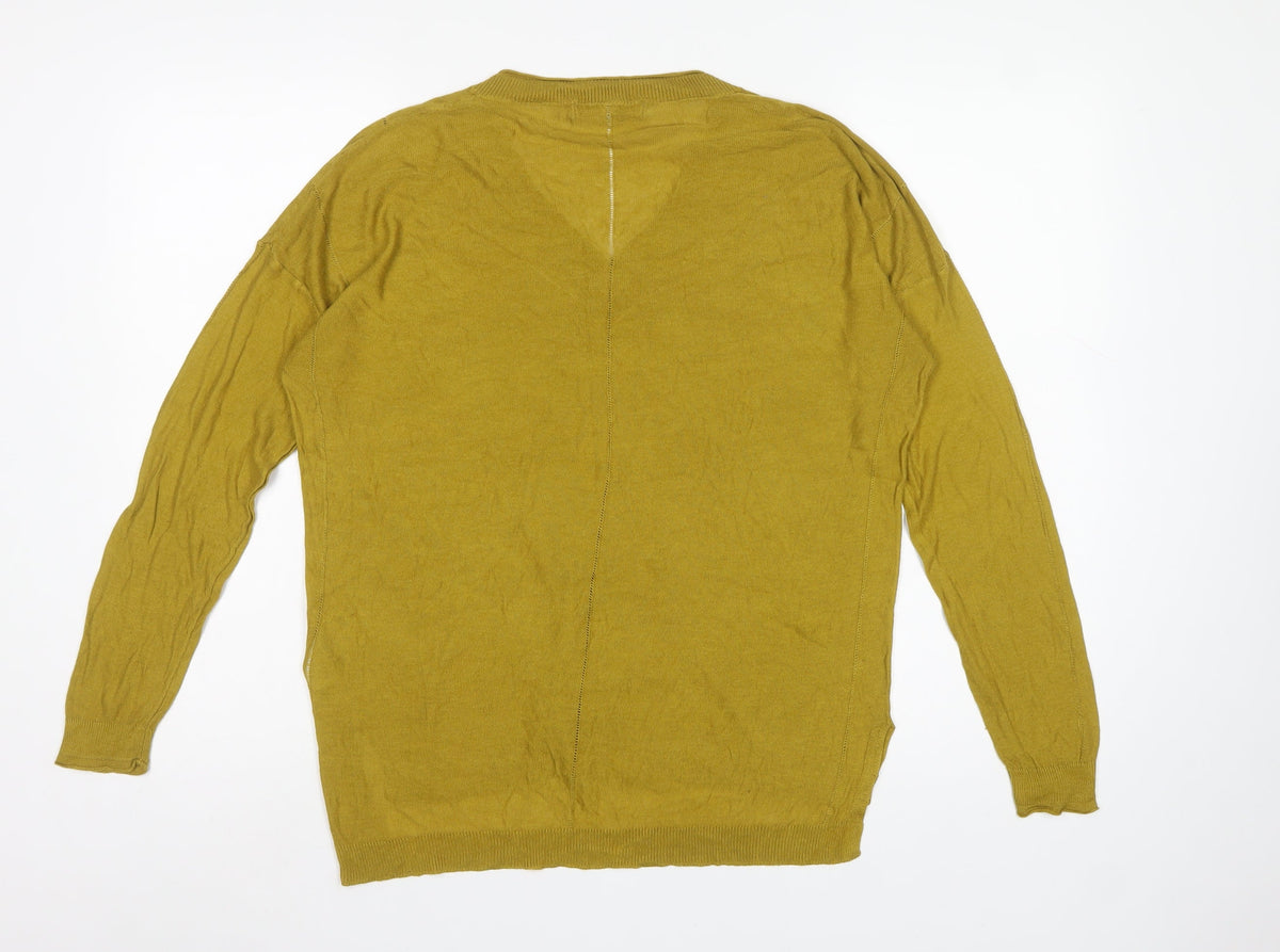 Next Women’s Yellow V-Neck Lightweight Knit Pullover Jumper UK 16