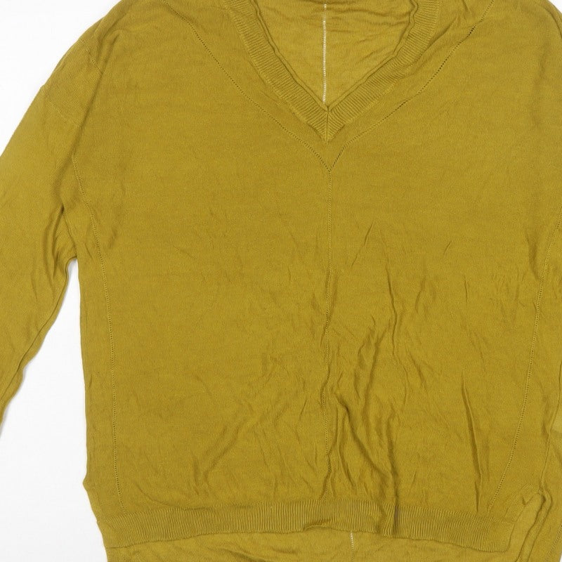 Next Women’s Yellow V-Neck Lightweight Knit Pullover Jumper UK 16