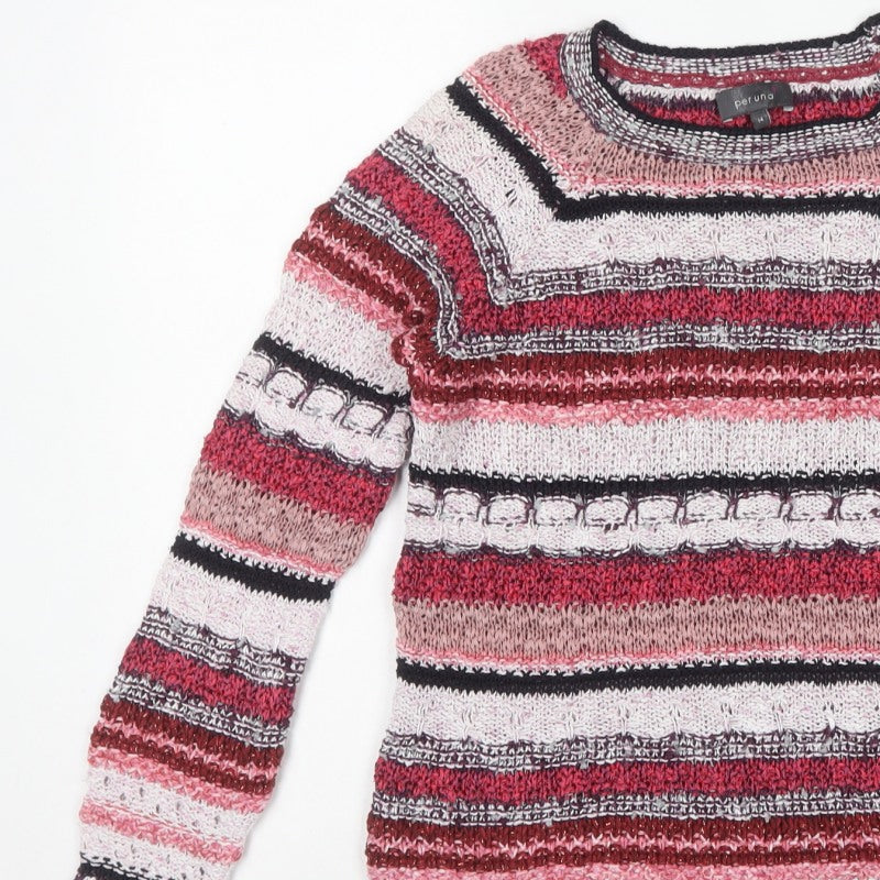 Per Una Women’s Multicoloured Striped Knit Jumper UK 14 Crew Neck