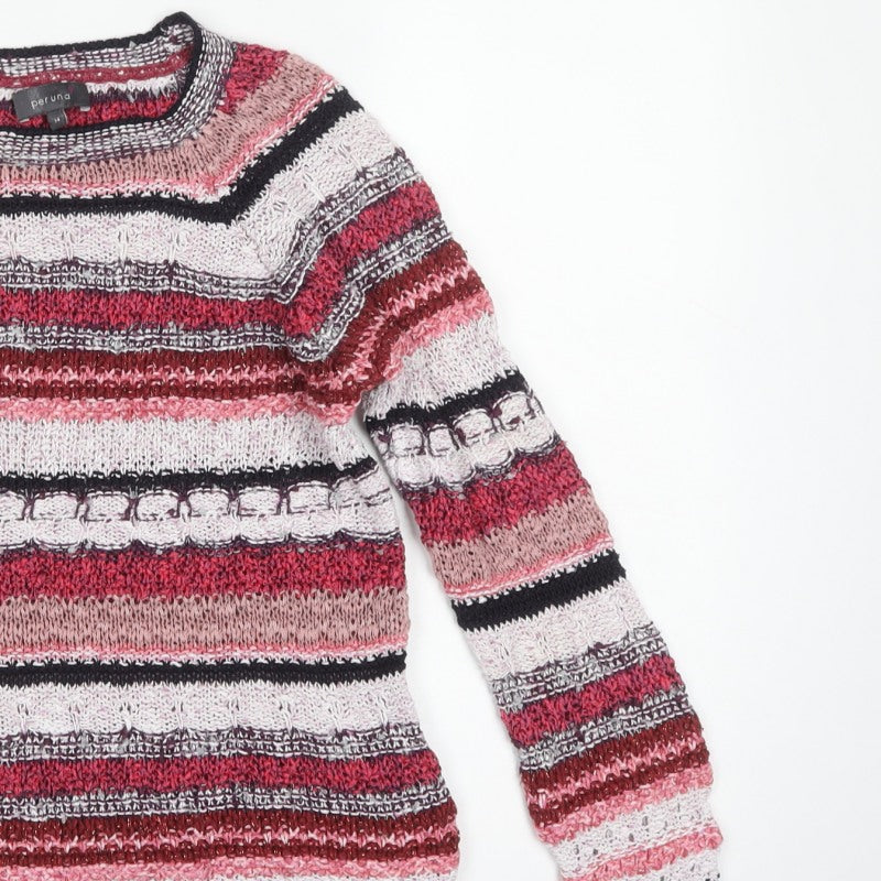 Per Una Women’s Multicoloured Striped Knit Jumper UK 14 Crew Neck