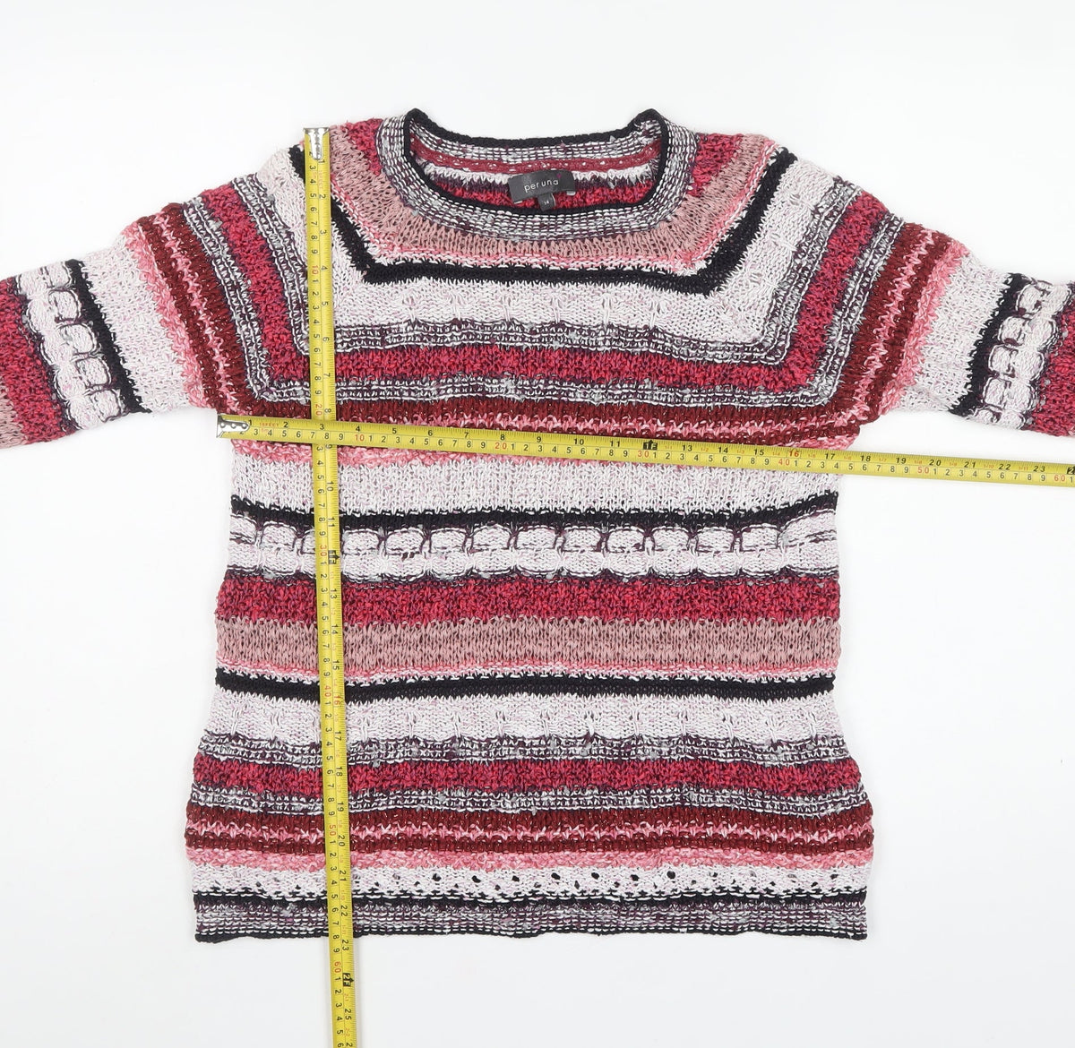 Per Una Women’s Multicoloured Striped Knit Jumper UK 14 Crew Neck