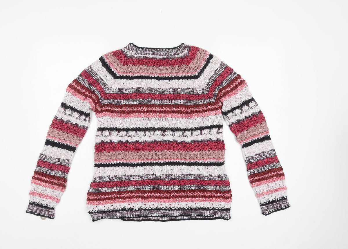 Per Una Women’s Multicoloured Striped Knit Jumper UK 14 Crew Neck