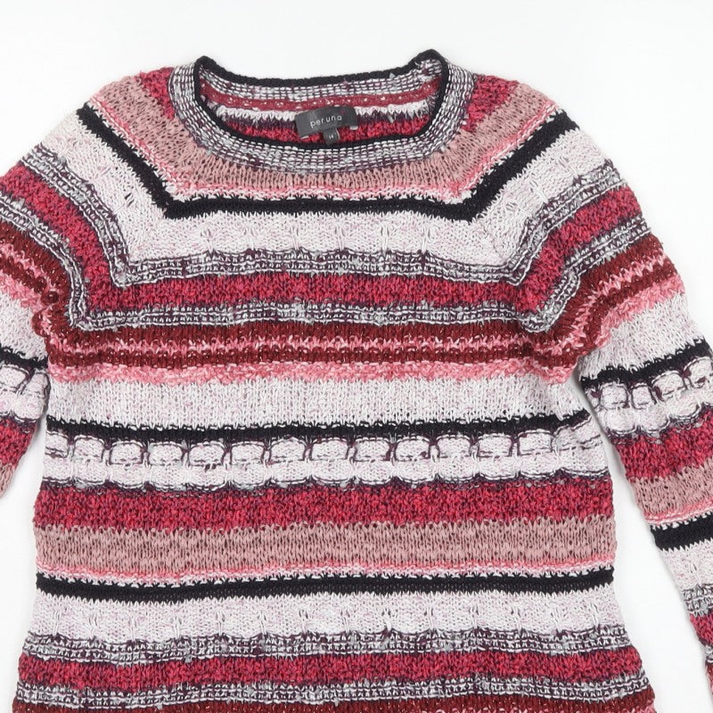 Per Una Women’s Multicoloured Striped Knit Jumper UK 14 Crew Neck