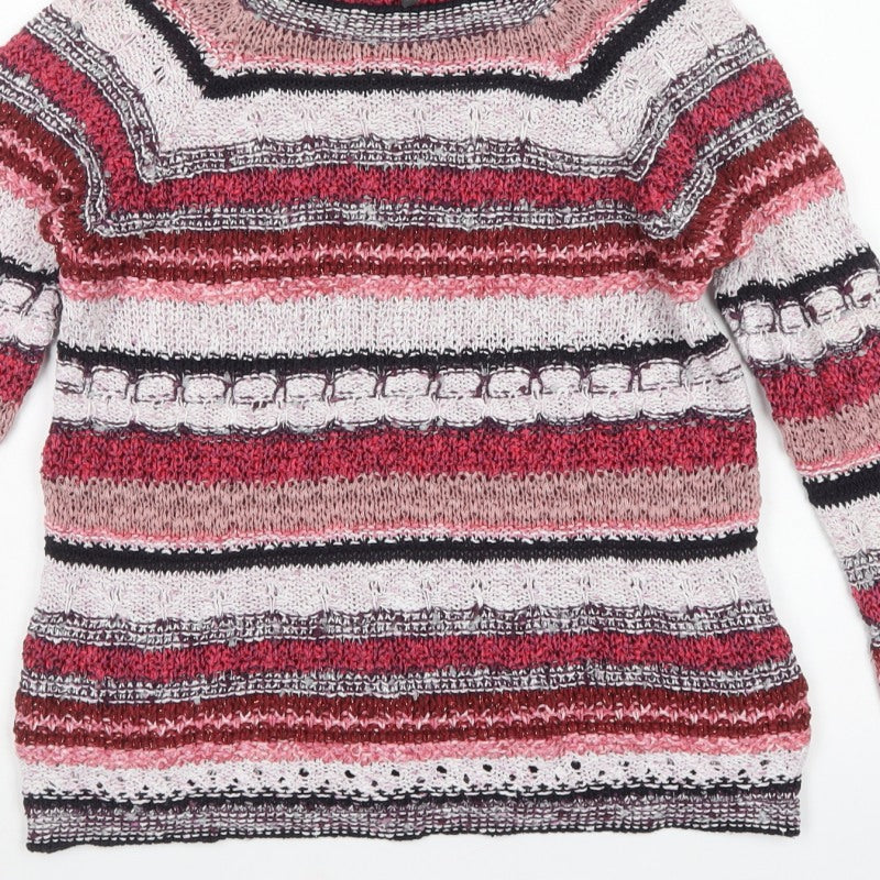 Per Una Women’s Multicoloured Striped Knit Jumper UK 14 Crew Neck