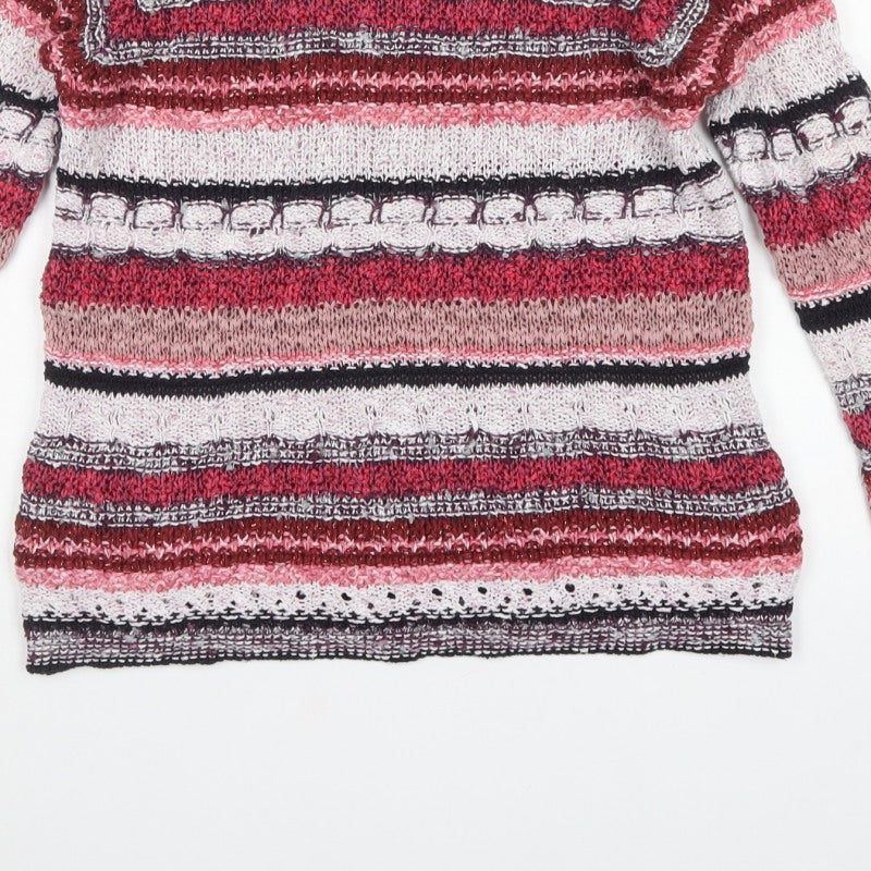 Per Una Women’s Multicoloured Striped Knit Jumper UK 14 Crew Neck