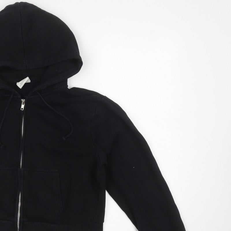 Pull&Bear Women's Black M Full Zip Hooded Hoodie Pockets