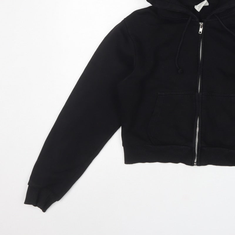 Pull&Bear Women's Black M Full Zip Hooded Hoodie Pockets