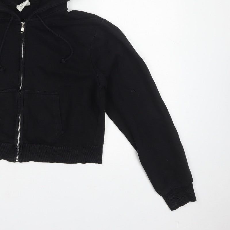 Pull&Bear Women's Black M Full Zip Hooded Hoodie Pockets