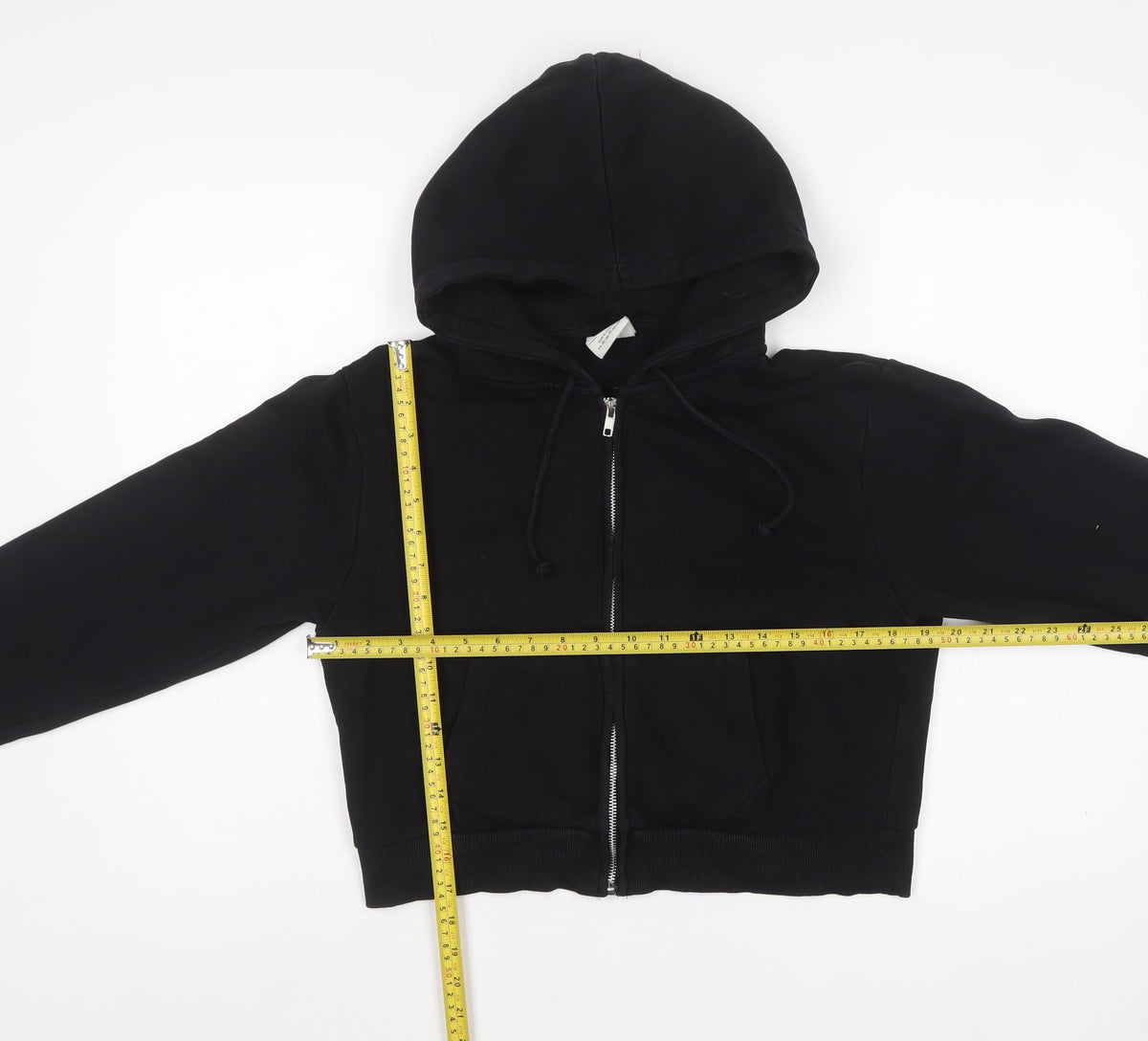 Pull&Bear Women's Black M Full Zip Hooded Hoodie Pockets