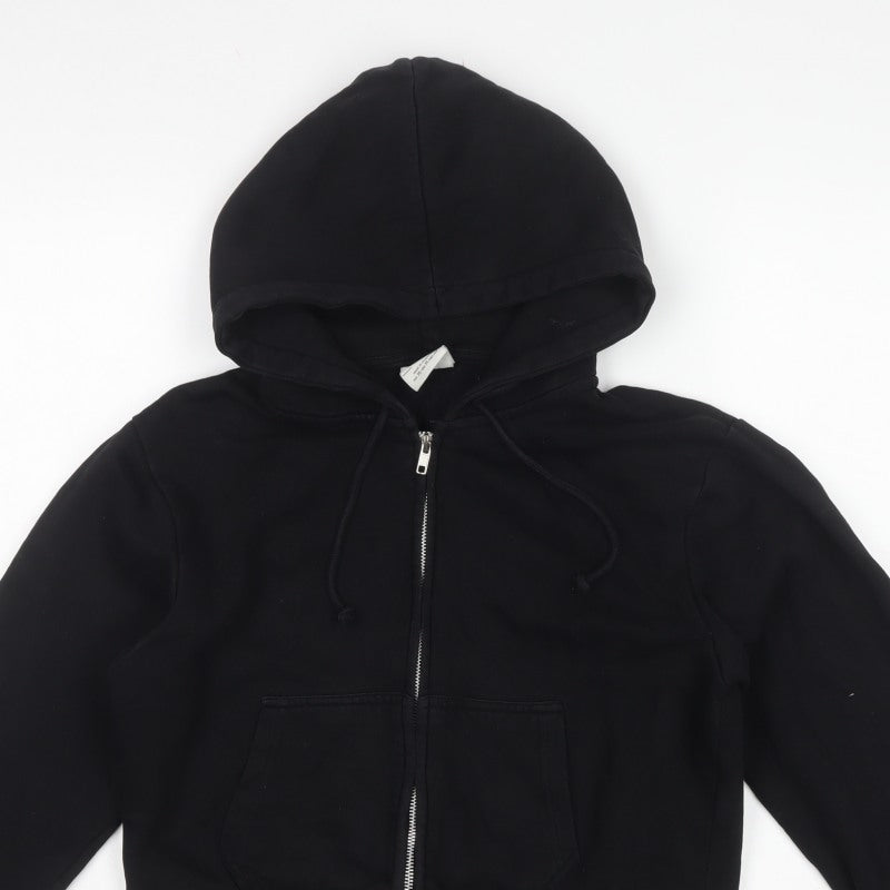 Pull&Bear Women's Black M Full Zip Hooded Hoodie Pockets