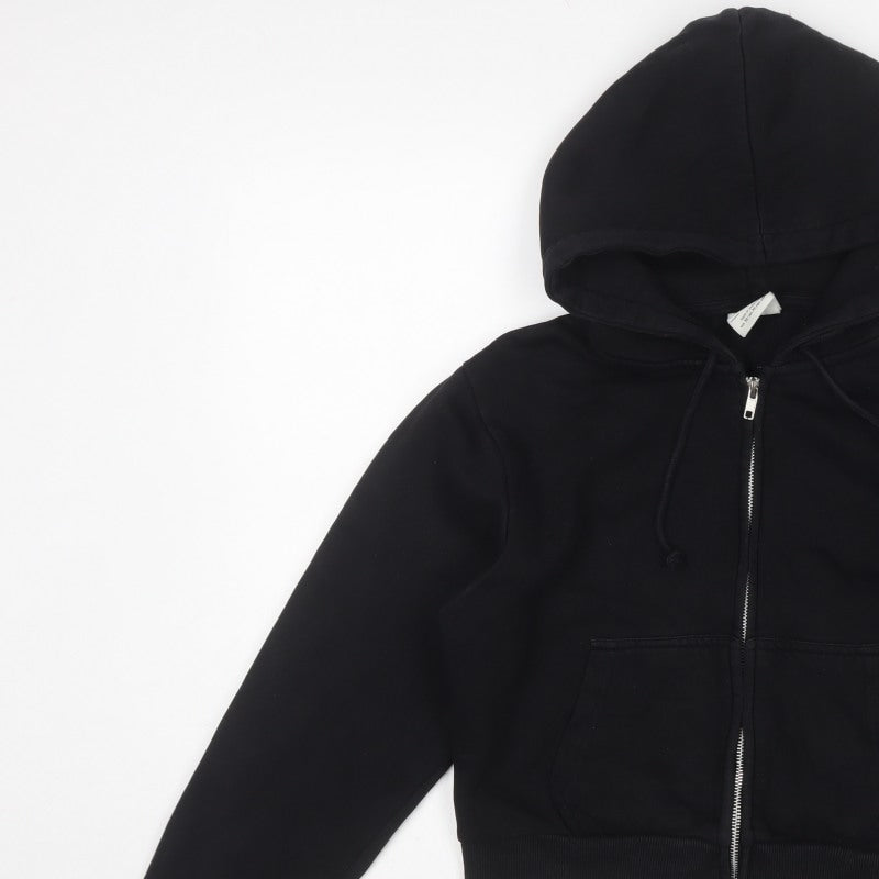 Pull&Bear Women's Black M Full Zip Hooded Hoodie Pockets