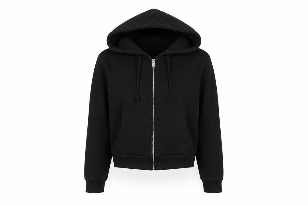 Pull&Bear Women's Black M Full Zip Hooded Hoodie Pockets