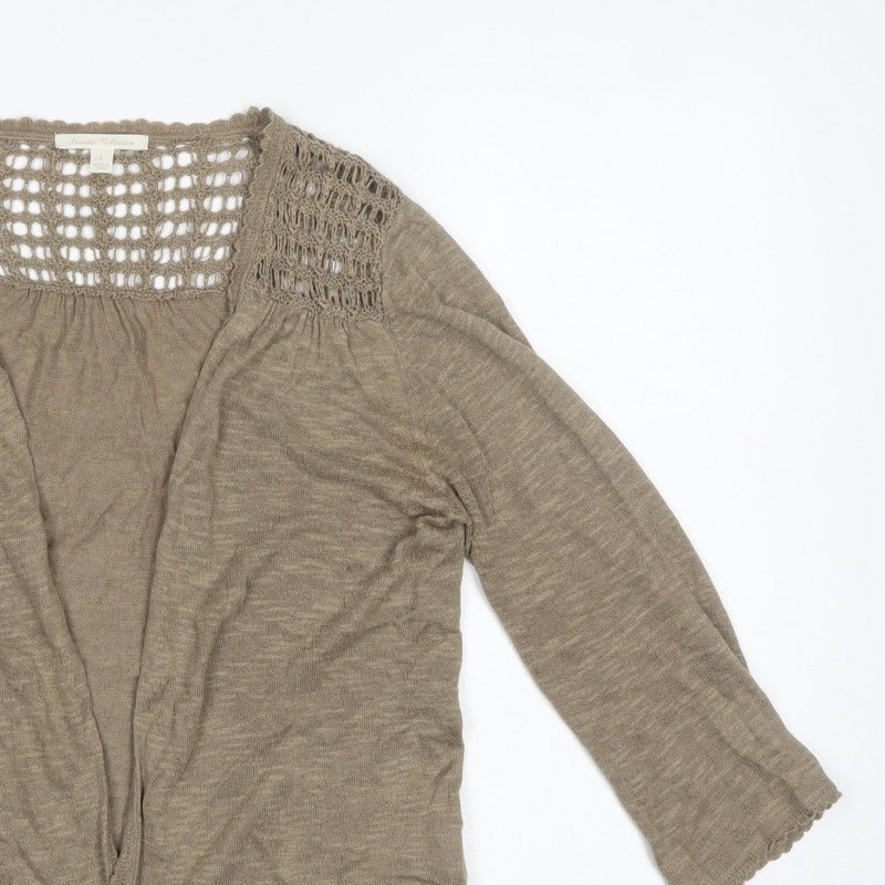 Sweater Collection Women Beige L Open Knit Crochet Cardigan
