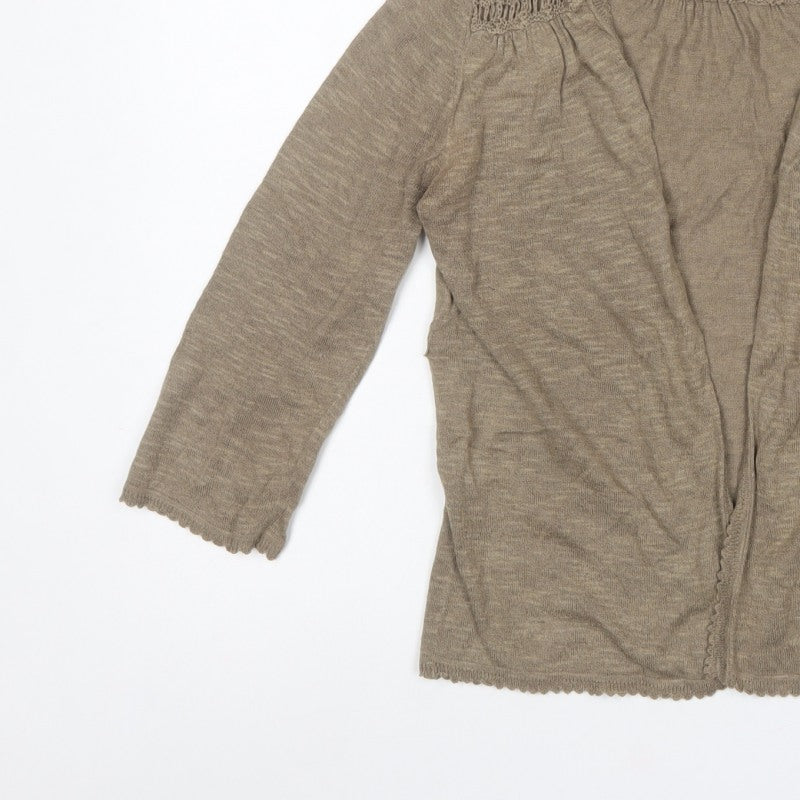 Sweater Collection Women Beige L Open Knit Crochet Cardigan