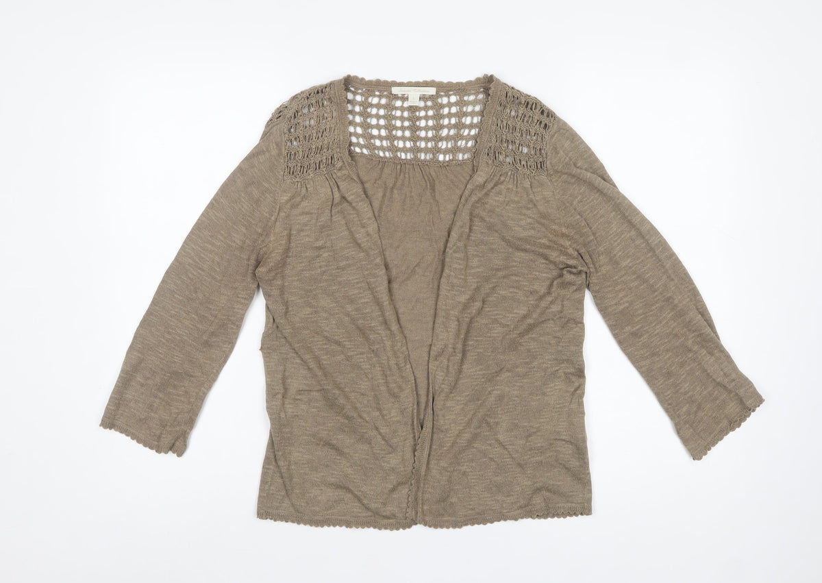 Sweater Collection Women Beige L Open Knit Crochet Cardigan