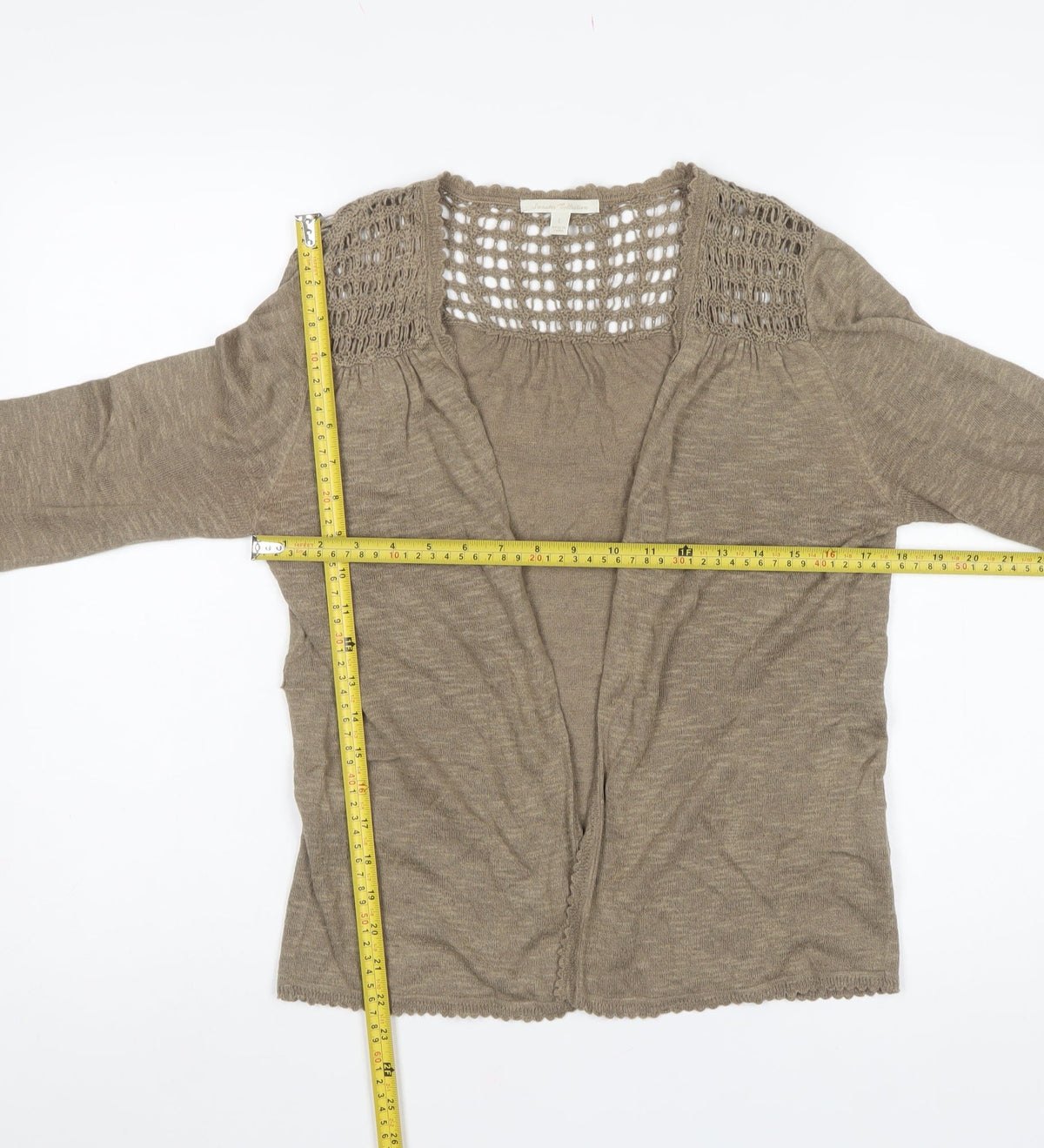 Sweater Collection Women Beige L Open Knit Crochet Cardigan