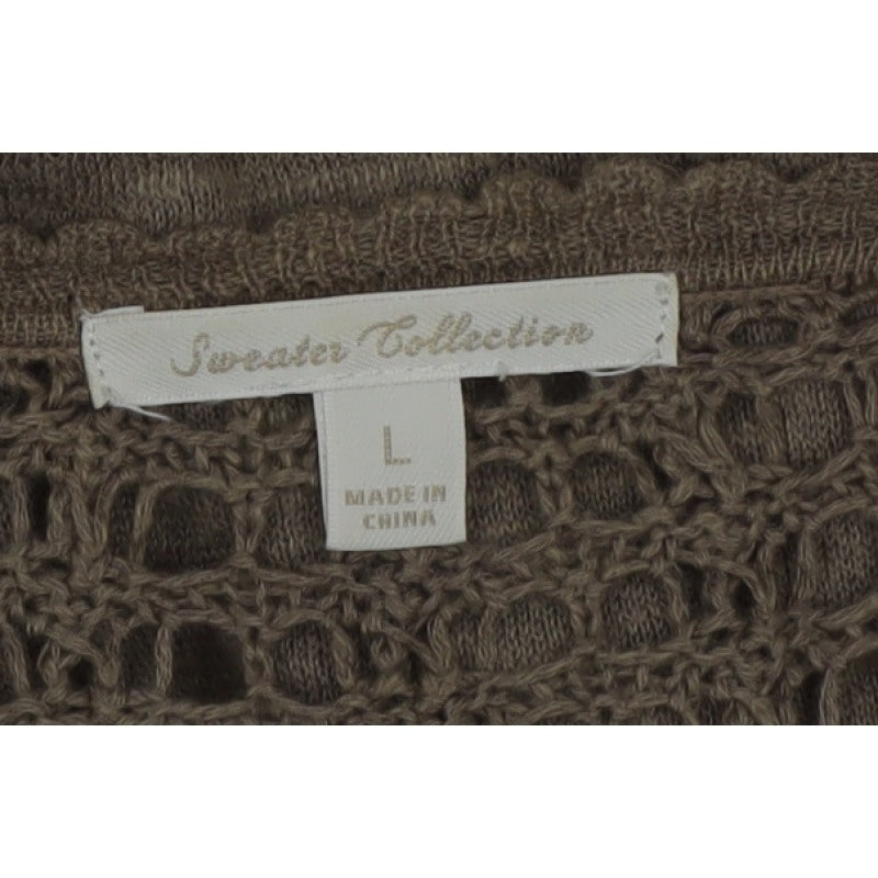 Sweater Collection Women Beige L Open Knit Crochet Cardigan