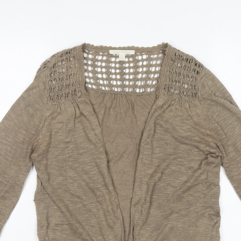 Sweater Collection Women Beige L Open Knit Crochet Cardigan