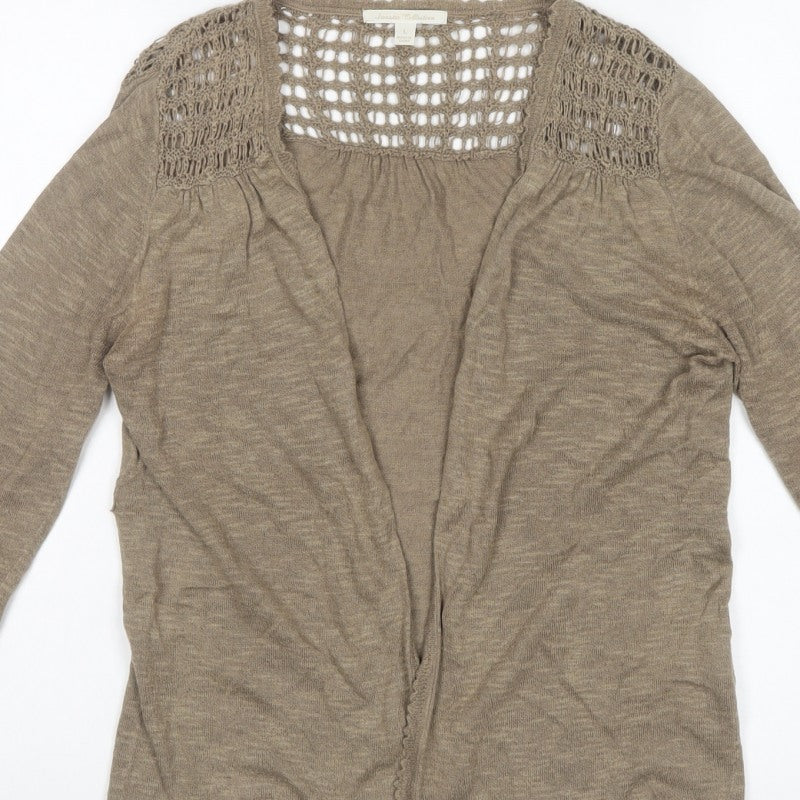Sweater Collection Women Beige L Open Knit Crochet Cardigan