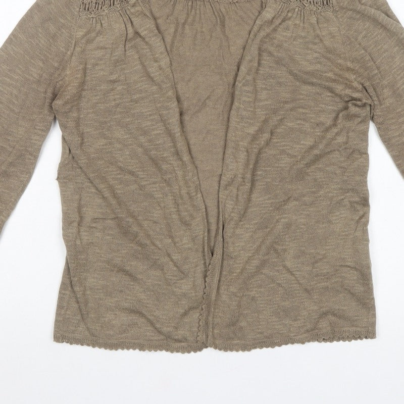 Sweater Collection Women Beige L Open Knit Crochet Cardigan
