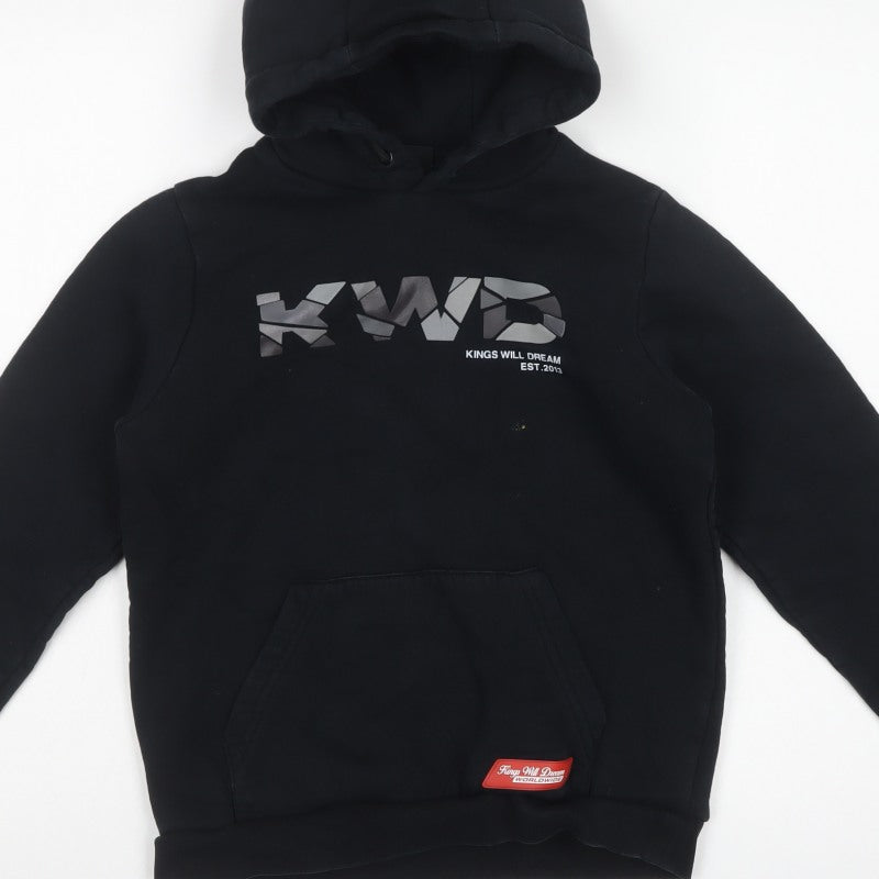 Kings Will Dream Boys Black S Pullover Graphic Logo Hoodie 80% Cotton
