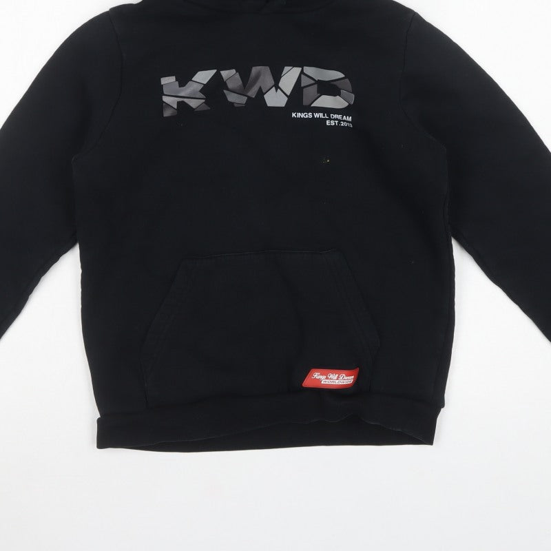 Kings Will Dream Boys Black S Pullover Graphic Logo Hoodie 80% Cotton