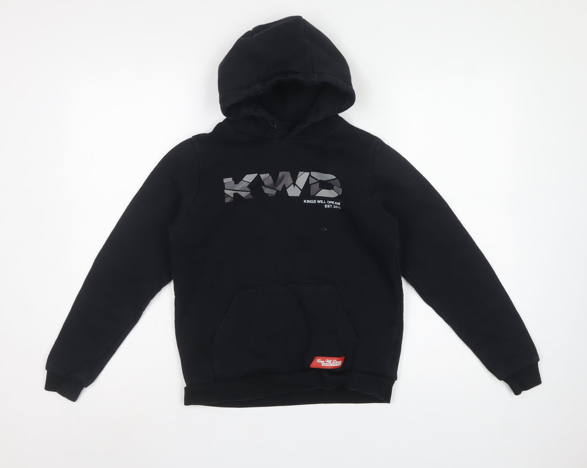 Kings Will Dream Boys Black S Pullover Graphic Logo Hoodie 80% Cotton