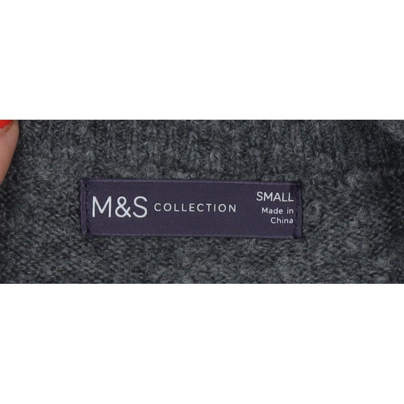 M&S Womens Grey Small Sequin Star High Neck Knit Jumper