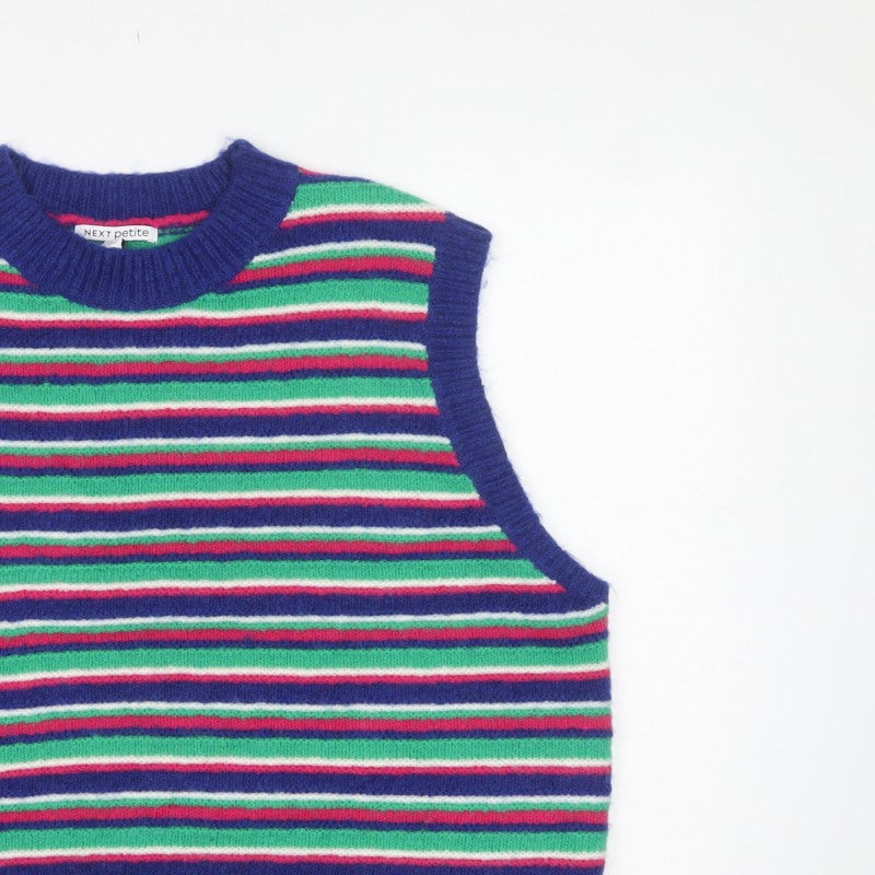 Next Petite Women’s Multicoloured Striped Knit Vest Jumper UK 20 XL