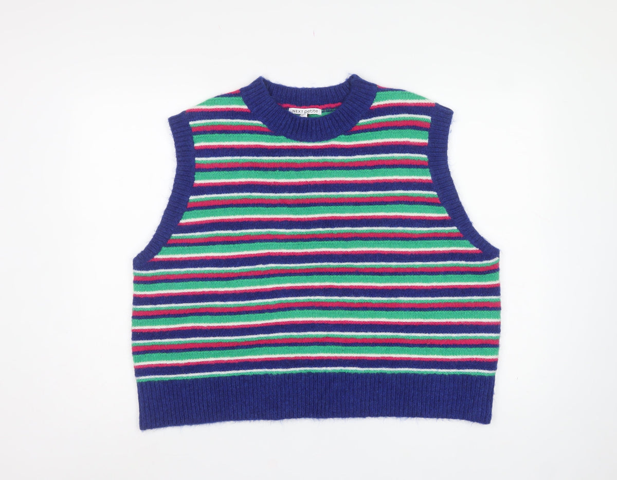 Next Petite Women’s Multicoloured Striped Knit Vest Jumper UK 20 XL