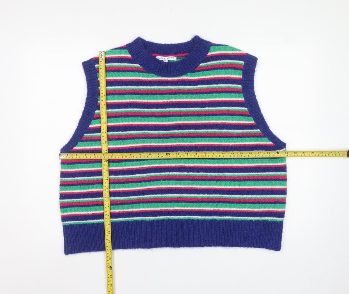 Next Petite Women’s Multicoloured Striped Knit Vest Jumper UK 20 XL