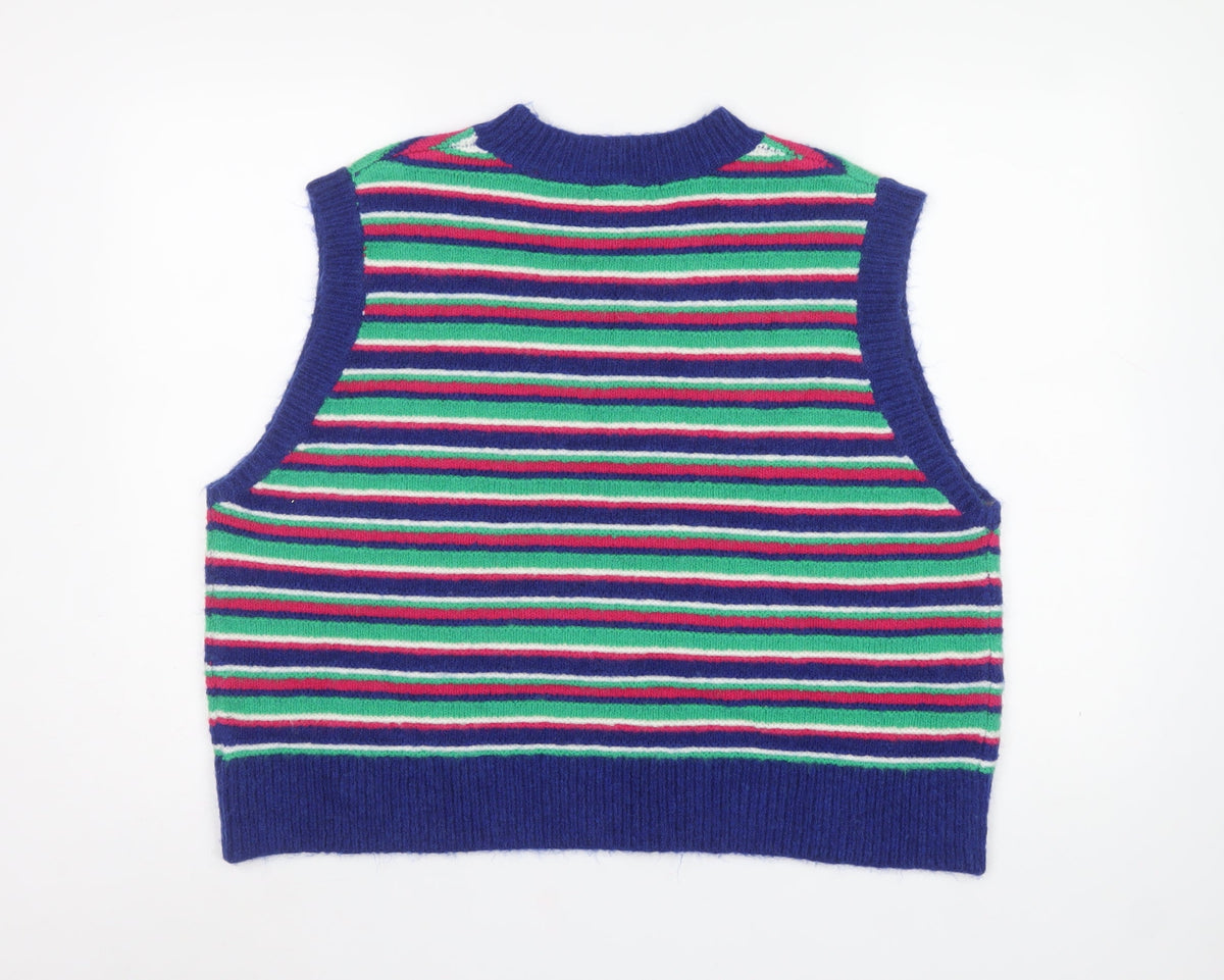 Next Petite Women’s Multicoloured Striped Knit Vest Jumper UK 20 XL
